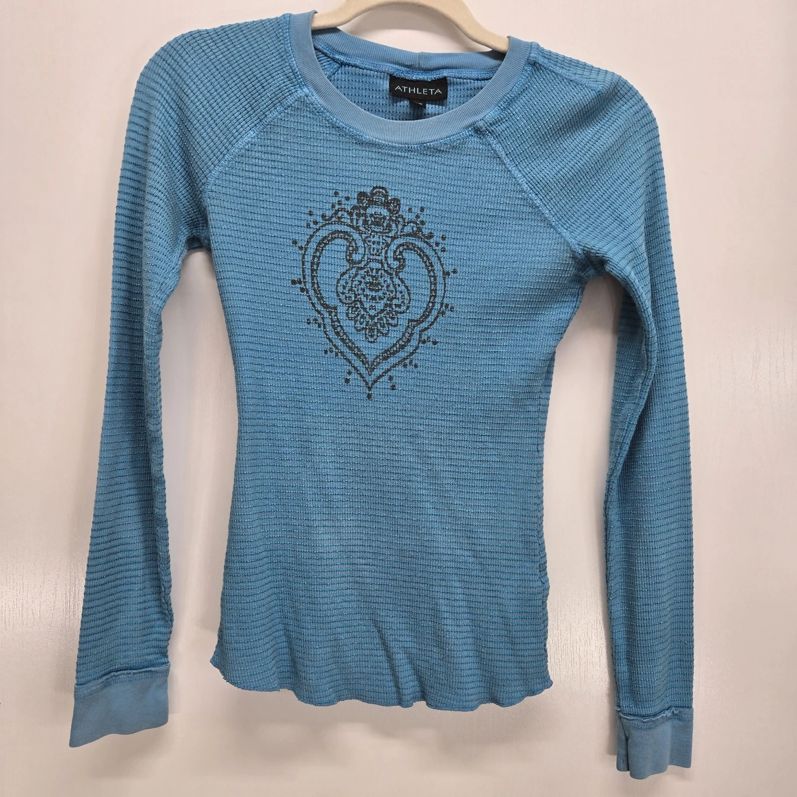 Athleta Y2K Athletic Scoop Neckline Base Top Blue Womens XS VTG Grunge