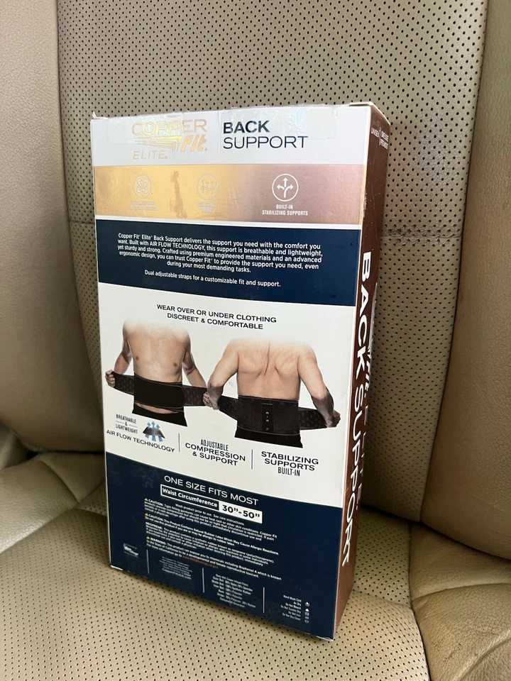 New- Copper Fit Elite Back Support W/ Air Flow Back Brace- 30''-50'' Waist Cir. - Image 2 of 2