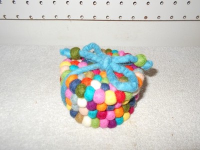 TRADER JOE'S SET OF 4 NEW! FELT BALLS 4'' DRINK COASTERS
