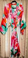 Natori Private Luxuries Satin Kimono Robe Floral Multicolor XL G74194M