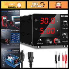 30V 5A Adjustable DC Power Supply, Variable Switching Regulated, LED Display, DI