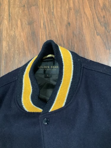 Vintage Golden Bear San Francisco Black Cream Letterman Wool Leather sleeve L - Bild 4 von 8