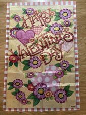 Large Garden Flag Hearts Flowers Valentine's Day 25 x38 New