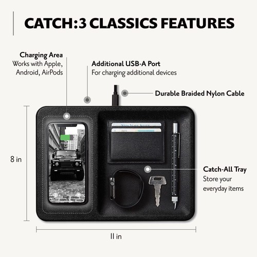 Courant Catch:3 Classics stazione di ricarica wireless caricabatterie in pelle vassoio valet - Foto 3 di 10