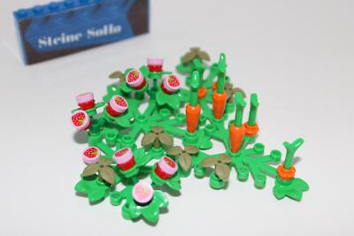 Lego (c) 3x Erdbeerbusch - Möhrenfeld - Beet -  MOC - City - Pflanzen, Farm