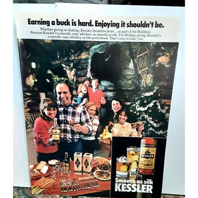 1984 Kessler Blended Whiskey Smooth As Silk Original Print Ad