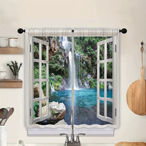 2Pcs Nature Waterfall Window Curtains Drapes Bedroom Living Room Kitchen 84in - Picture 21 of 24