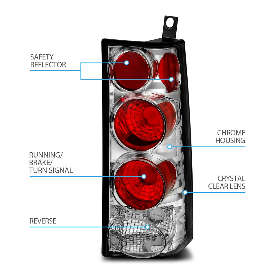 Lanternas traseiras de freio cromadas 03-23 para GMC Savana/Chevrolet Express 1500/2500/3500 - Imagem 4 de 4