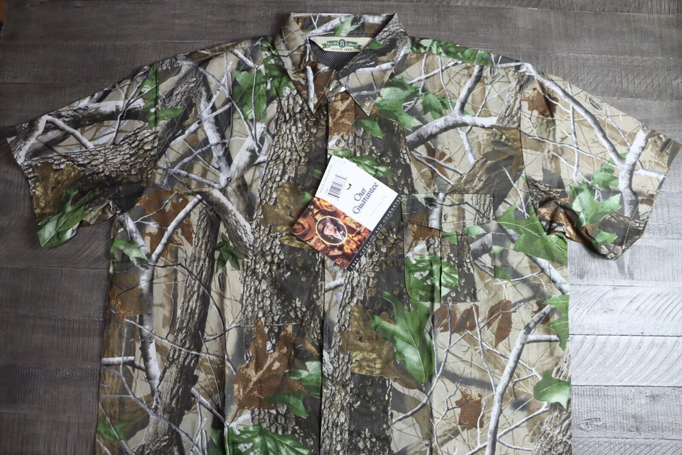Bob Allen 141K Mens Short Sleeve XL Hardwood Green Camo Button Down 14089 - Image 3 of 4