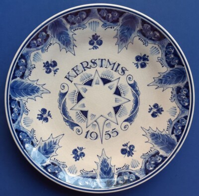 Christmas 1955 Porceleyne Fles stylistic Christmas star Royal Delft 23cm 9'' (4)