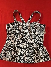 NWT White House Black Market Blck/Wht Bustier Top Adjustable Removeable Straps 6