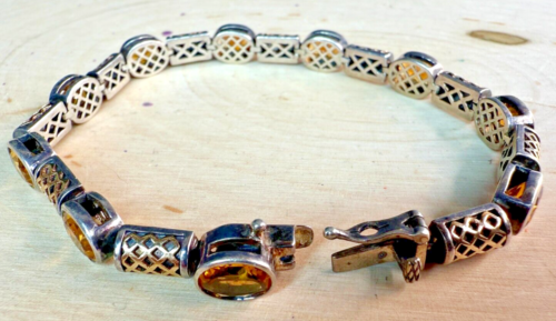 14k Gelbgold & Sterlingsilber Citrin ca. 18 ctw ARMBAND 8" (geprüft) - Bild 5 von 7