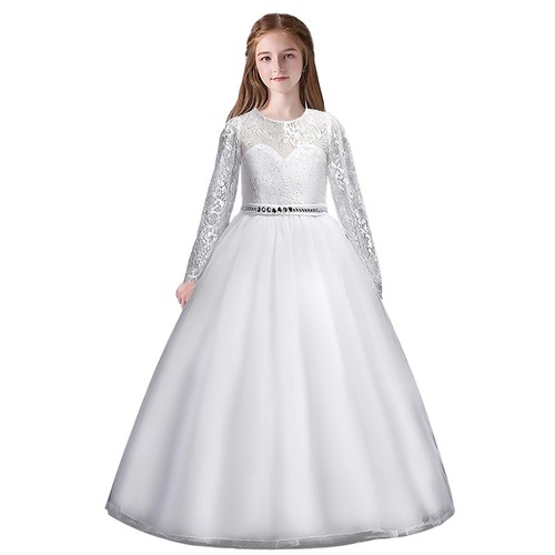 Teen Girls Bridesmaid Dresses Round Neck A-line Flowy Maxi Dress for 5-12 Year - Picture 4 of 59