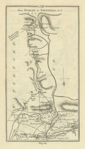 #128 Dublin to... Youghal & Lismore. Aglish Cappoquin. TAYLOR/SKINNER 1778 map