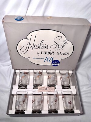 Libbey  Hostess Glassware Set 22k Prancing Colts  8 in Original Box VTG MCM
