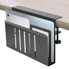 Desk Side Storage Organizer, Under Desk Holder Clamp on Table Shelf, No Drill