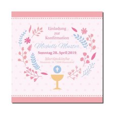 Einladung Einladungskarte Konfirmation Rosa