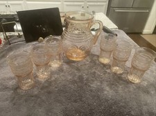 McBETH EVANS PINK PITCHER AND 6 TUMBLERS 5? 1928-1932