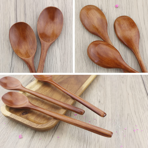 Wooden Spoons, 6 Pieces 9 Inch Wood Soup Spoons for Eating Mixing Stirring, Long - Picture 4 of 12