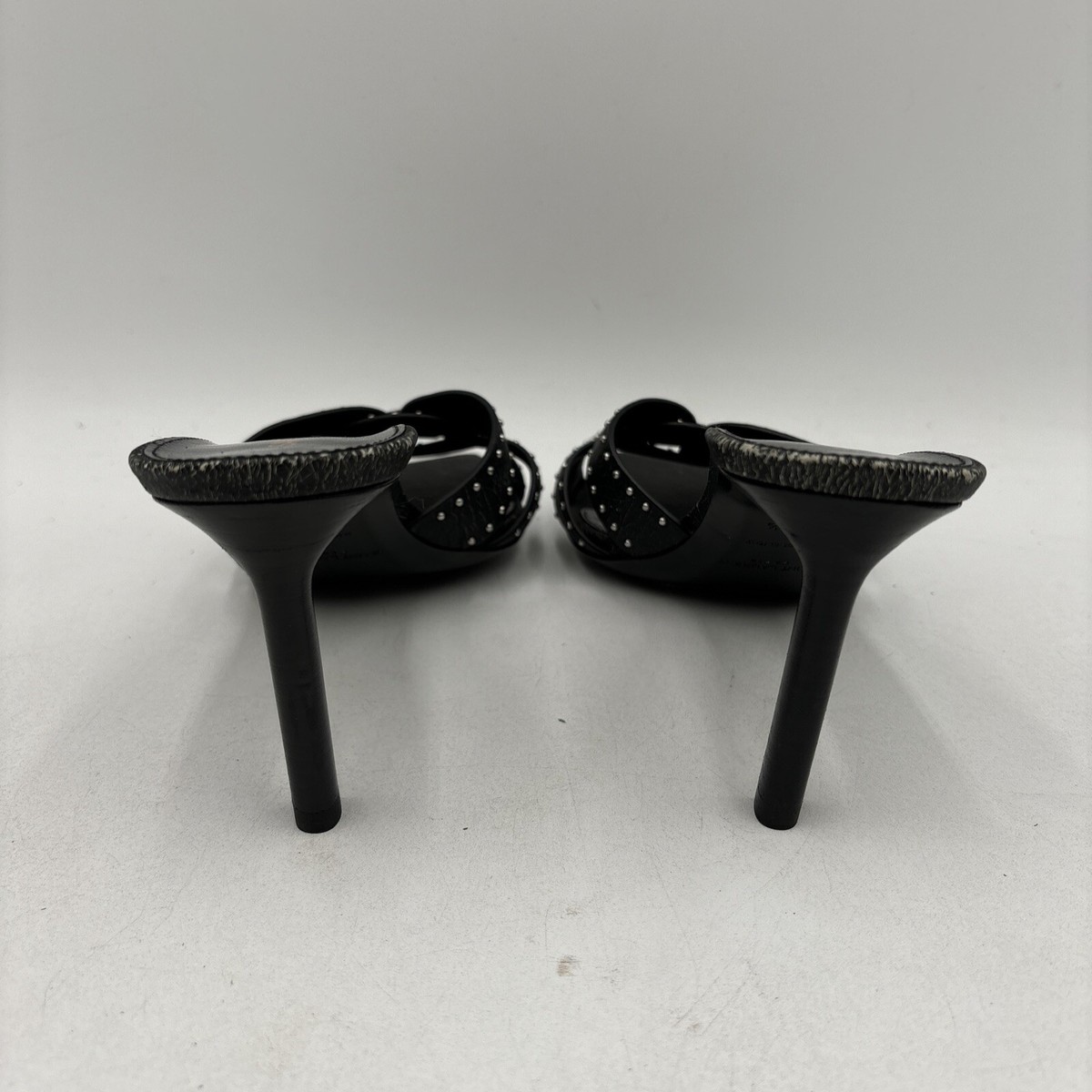 サンダル・ミュール Saint Laurent Black Leather Tribute 85 Mules Saint Laurent Tribute Mules In Crocodile Embossed Leather