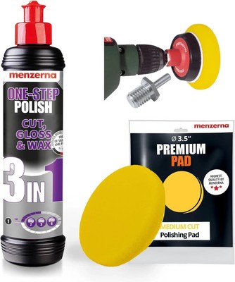 3In1 Polishing Set   One-Step Polish + Drill Machine Adapter + Medium Cut Pad |
