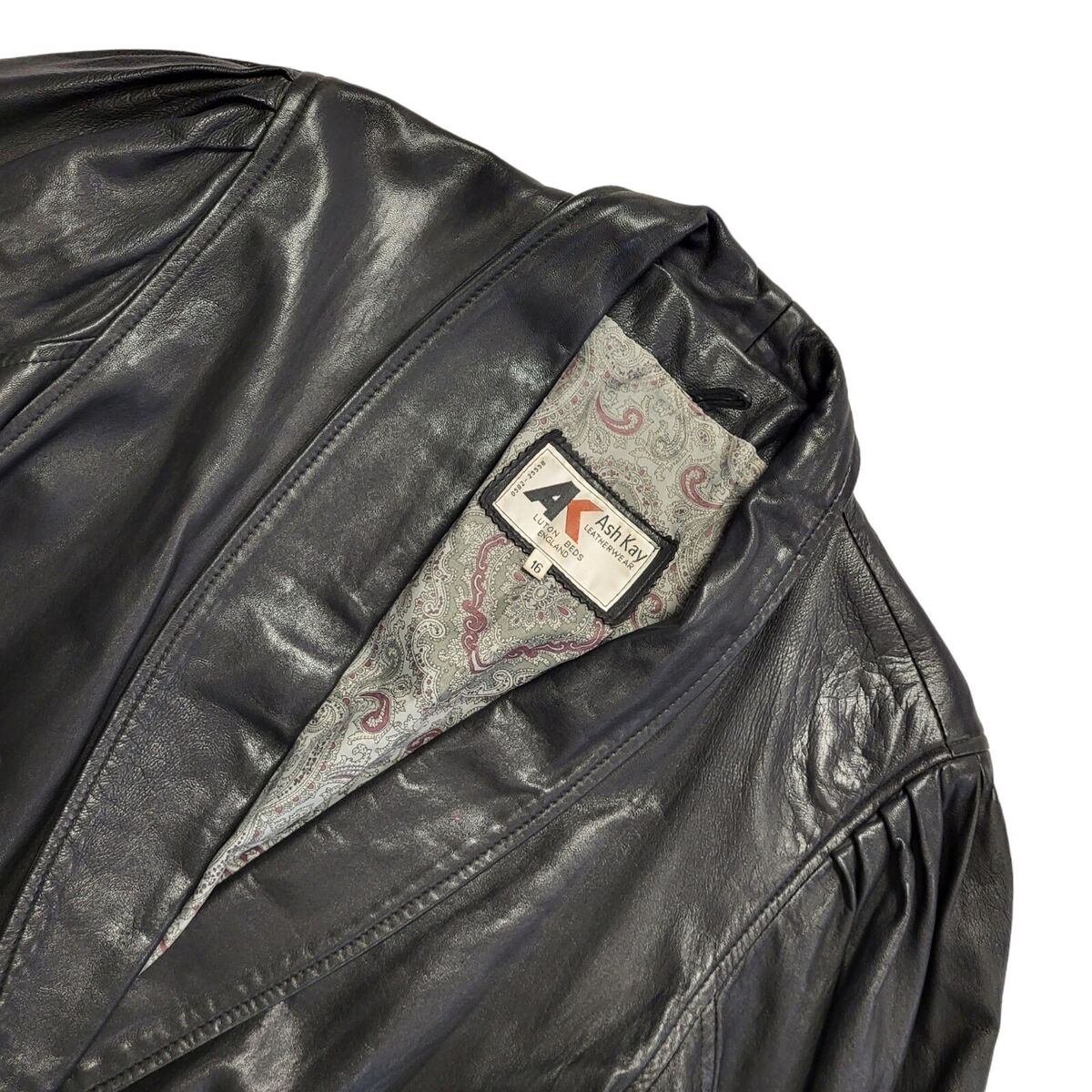 Ash Kay Vintage 80s Black Button Leather Jacket Uk Women's Ash Kay Vintage 80s Black Button Leather Jacket Uk Women's