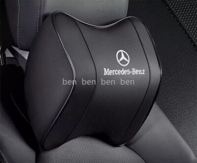 1Pcs Black Car Seat Headrest Memory Foam Pillow Head Neck Rest For Mercedes-Benz