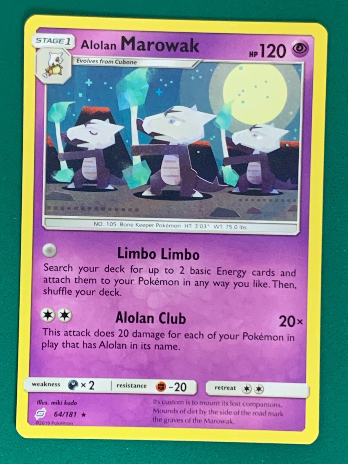 Alolan Marowak  Team Up 64/181 Rare Pokemon Non-Holo