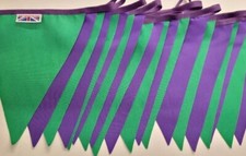 Green and Purple fabric bunting * 10 mtr * Party / Wimbledon / Cubs 