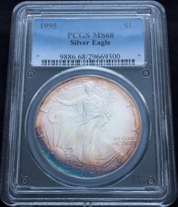 1995-1-Silver-Eagle-PCGS-MS-68-Beautifully-Toned-ASE-Coin-Bullion