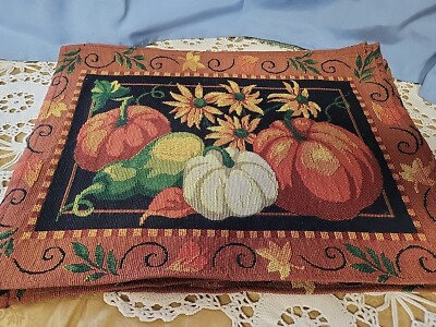 Pumpkin Squash Fall Motif Set Of Tapestry Place Mats 6 Pc