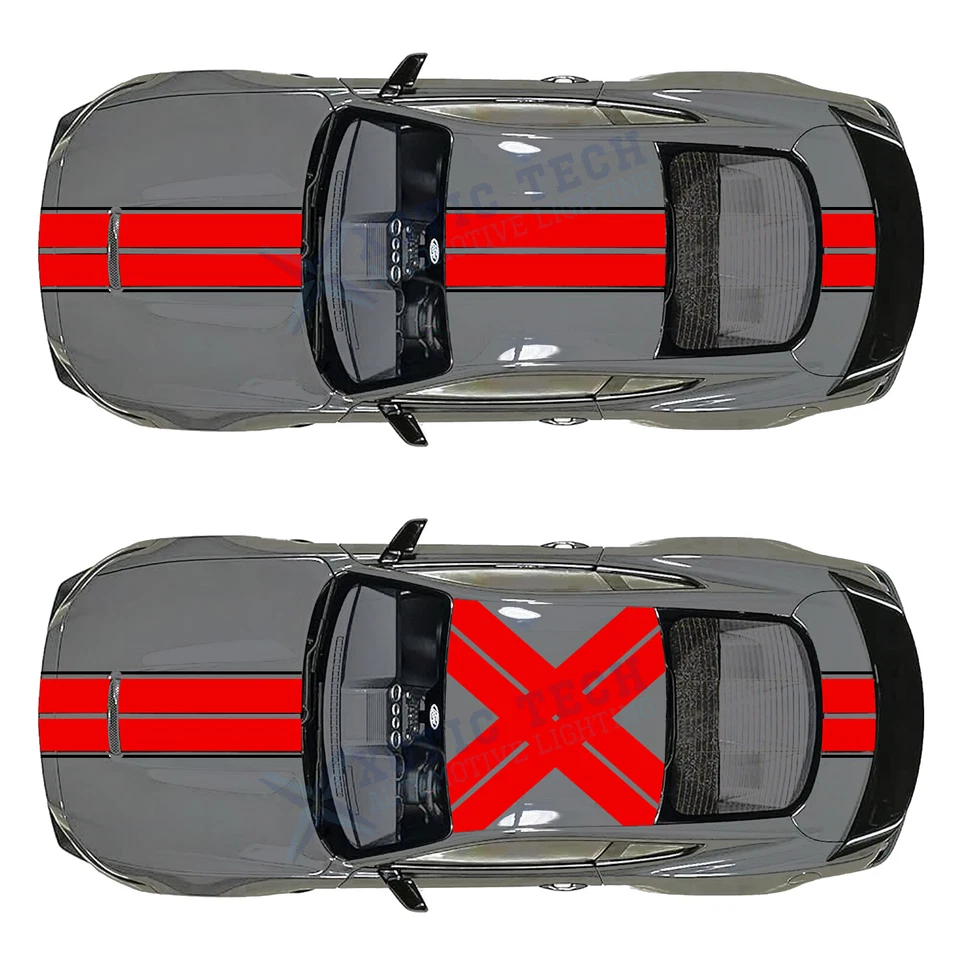 Calcomanía Adhesiva Gráfica Capó Delantero a Trasero Techo Maletero Raya Para Ford Mustang Roll Foto 4 de 4