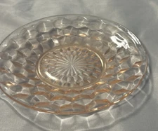 vintage light pink Jeanette Cubist depression glass dessert plate 6" diameter