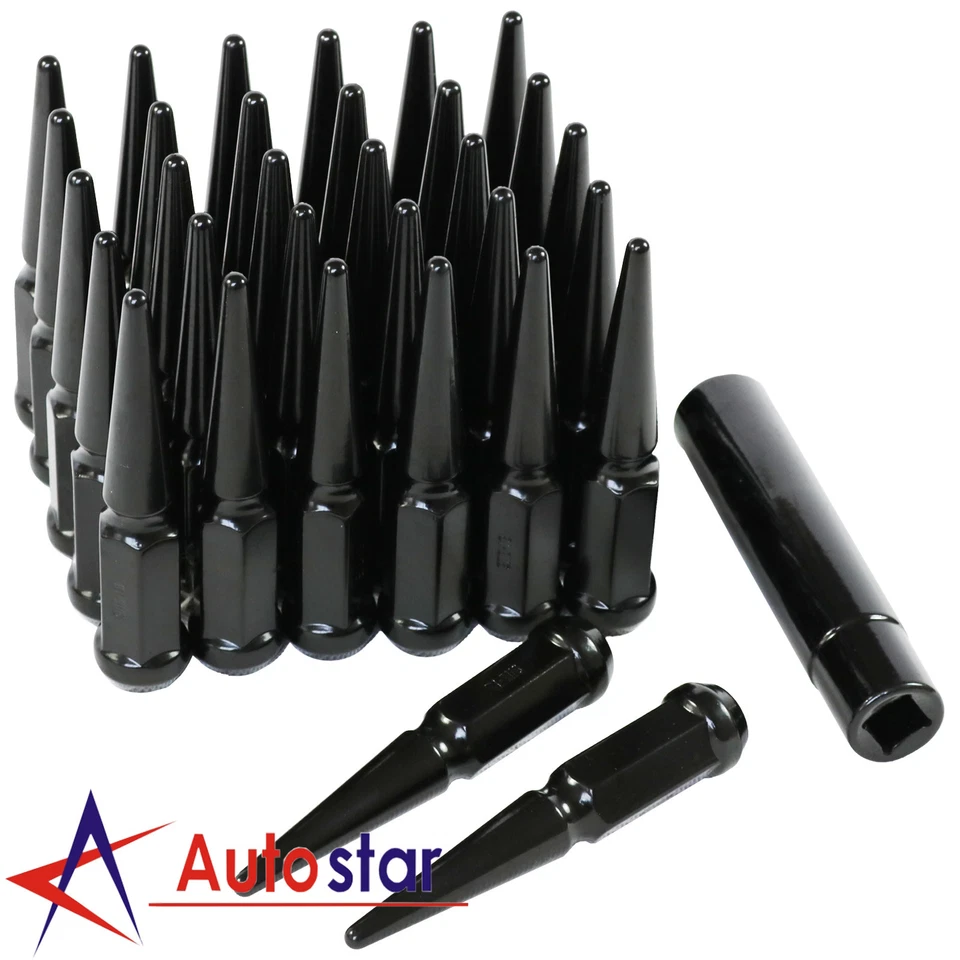 Tuercas de rueda de clavo negras 32 piezas 9/16-18 para Dodge Ram 2500 3500 Ford F250 F350 Foto 4 de 4