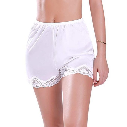 Pantaloncini dritti donna estivi vacanze tempo libero pizzo seta tinta unita giuntati - Foto 6 di 54