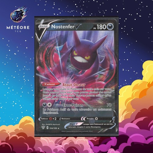 Carte Pokémon Nostenfer V 104/189 Épée & Bouclier Ténèbres Embrasées Français