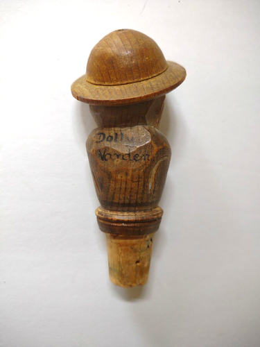 ANRI Dolly Varden Charles Dickens Bottle Stopper Barware Italy Cork Vintage Wood - Picture 3 of 4