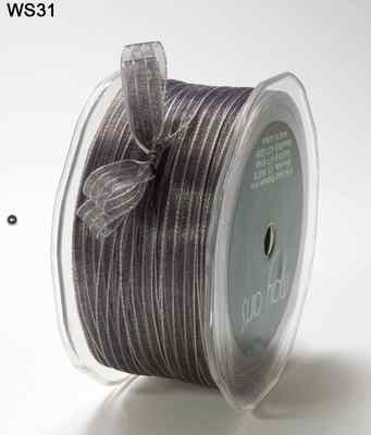 Silver//Grey 100 yds May Arts WS31 3//8/" Sheer Iridescent Pinstripe Ribbon