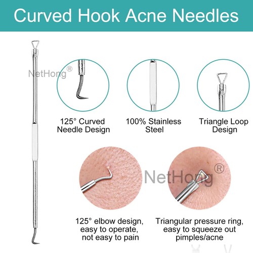 Acne Needle Blackhead Remover Pimple Blemish Comedone Extractor Tweezer Kit Tool - Picture 6 of 19