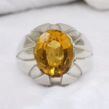 Citrine Oval Cut Gemstone With 925 Sterling Silver Ring For Men's #882