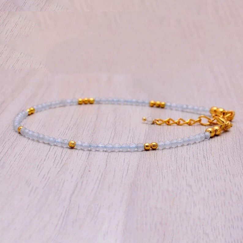 Браслет из натурального граненого круглого драгоценного камня лабрадорита A+ с серебряным покрытием 6–8 дюймов - Изображение 3 из 4