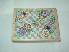 Vintage FLOWER GRID Wood Rubber Stamp - Stampendous Co 1998 LARGE 5.25" R078