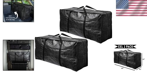 Sturdy Extra Large Storage Bags with Wrap Around Handles - 2 Pack Zippered Totes - Picture 2 of 9