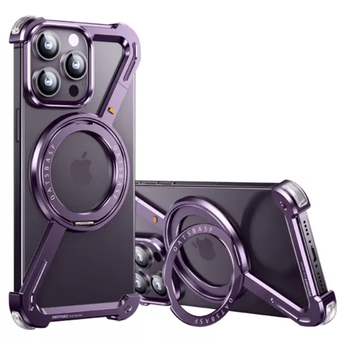 for iPhone 15 14 13 Pro Max Metal Frameless Z Case Aluminum Bumper Kickstand - Imagen 11 de 16