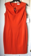 New Calvin Klein Women's O-Ring Keyhole Sheath Dress Spice Size 10