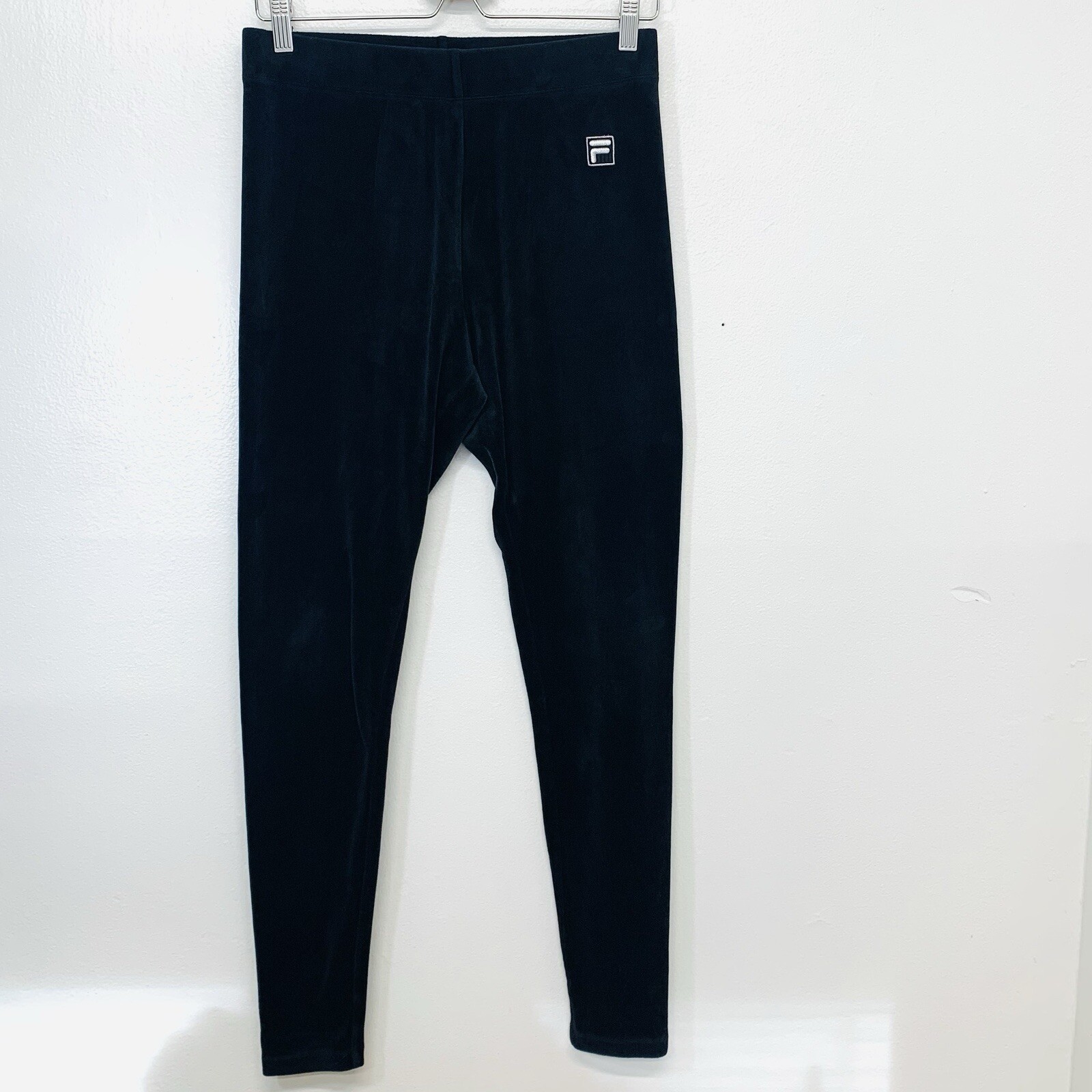 Leggings donna Fila nero velluto pull on logo medio viaggio comodi tempo libero attivi