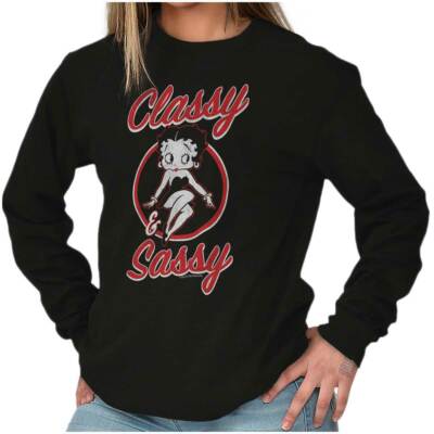 Betty Boop Retro Cartoon Classy and Sassy Long Sleeve T Shirt Tees For Women
