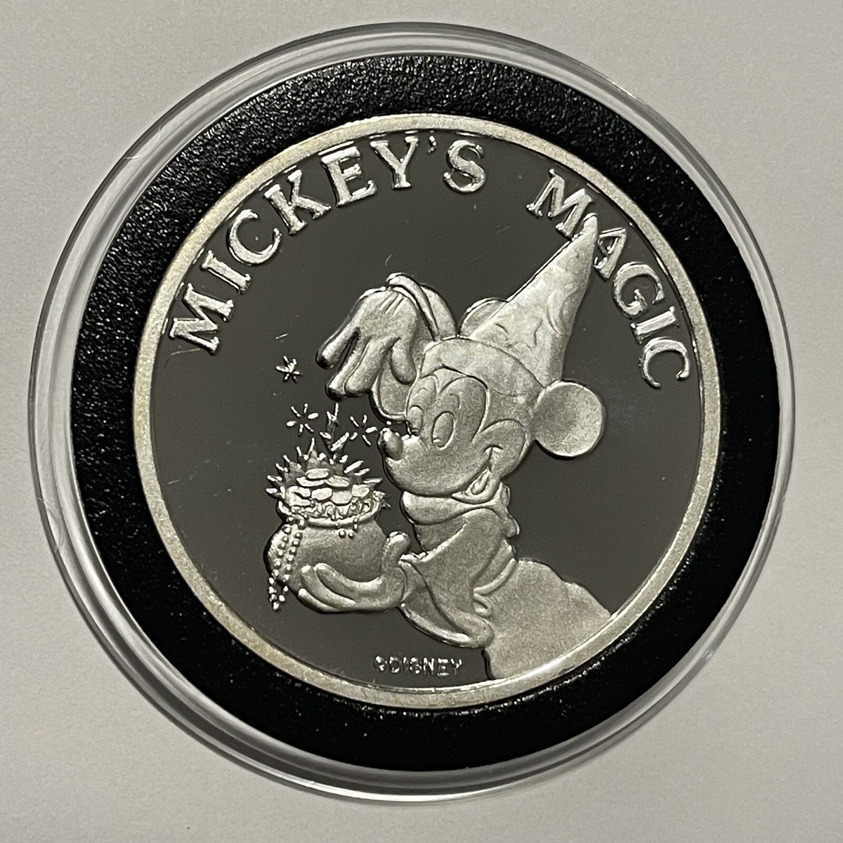 1987 Mickey's Magic Good Luck Rare Proof Coin 1 Troy Oz .999 Fine