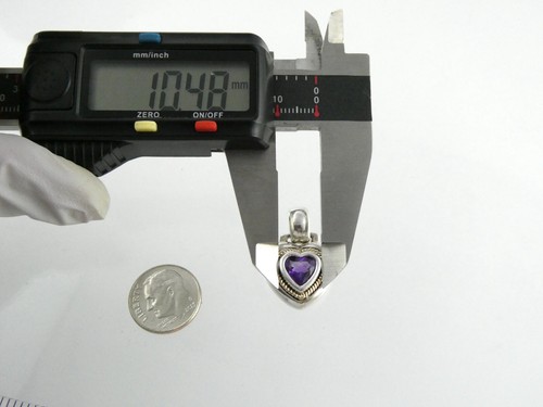 Ross Simons Sterling Silver 14k Gold Amethyst Heart Pendant 925 6g 1 Inch Length - Picture 10 of 14