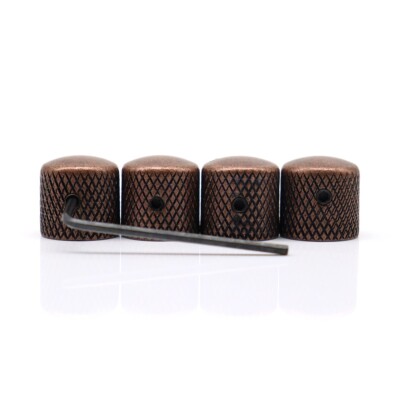 4Pcs Red Copper Metal Dome Knobs Guitar/Bass Volume Tone Speed Control Knobs